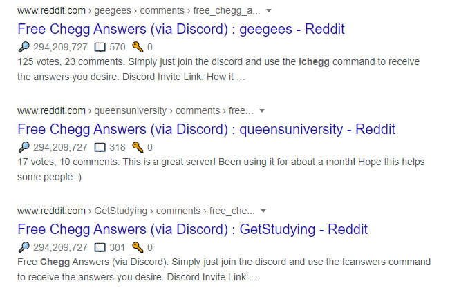 Chegg Reddit free answers