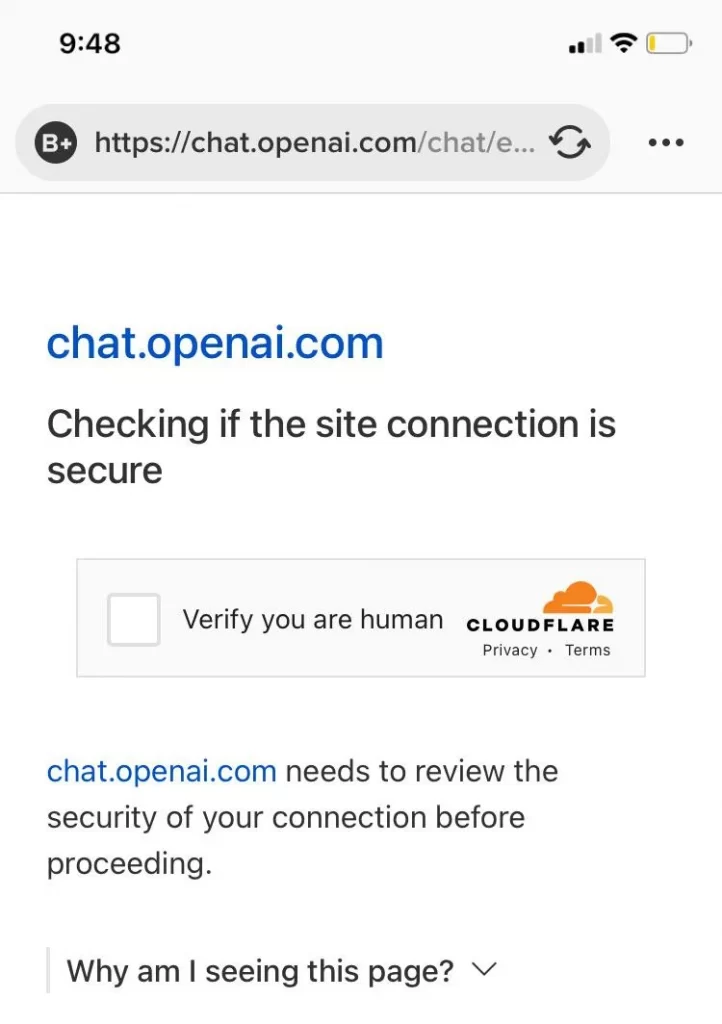 What is the chatgpt verify you are human loop Error?