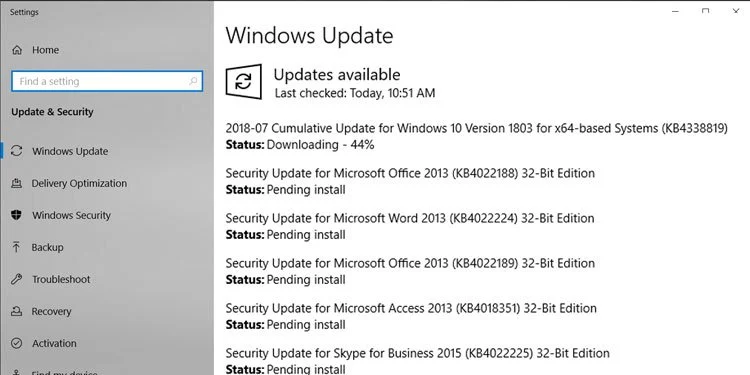 Install pending Windows Updates