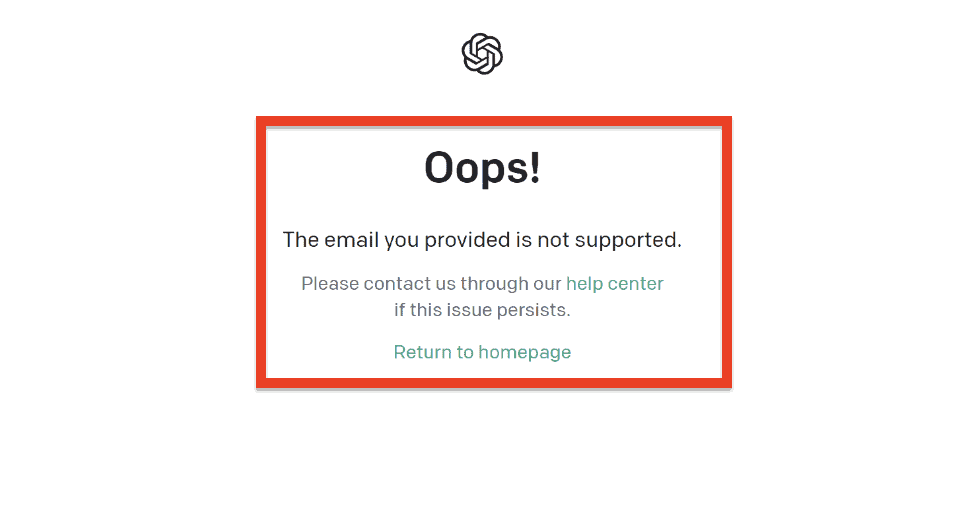 What Causes the “The Email You Provided Is Not Supported” ChatGPT Error?