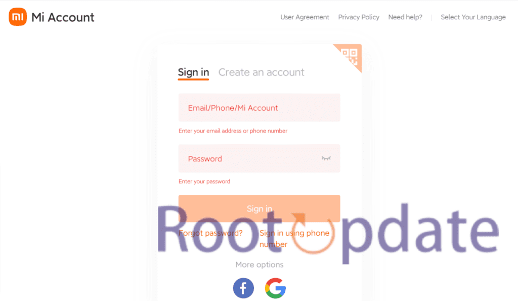 By Forgot your Mi Account password