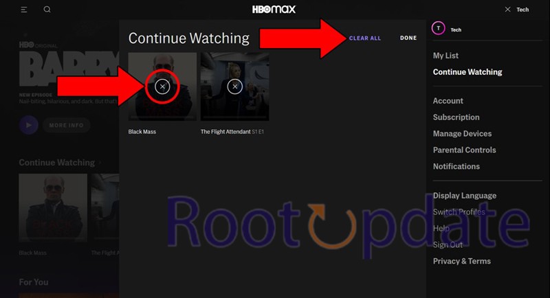 Remove Stuff From Continue Watching in HBO Max