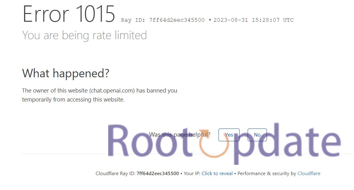 What is Chatgpt: Error 1015 (You are being rate limited)?